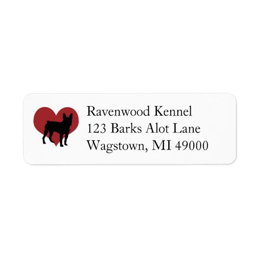 Boston Terrier Heart Silhouette Etiket (Voorkant)