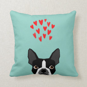 Boston Terrier - Hearts, Cute Funny Dog Cute Valen Kussen
