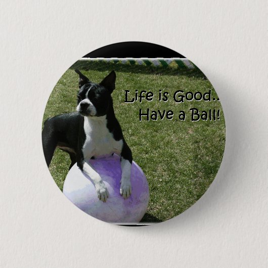 Boston Terrier: Heb een bal! Ronde Button 5,7 Cm (Voorkant)