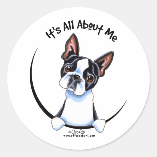 Boston Terrier heeft alles over mij Ronde Sticker (Voorkant)