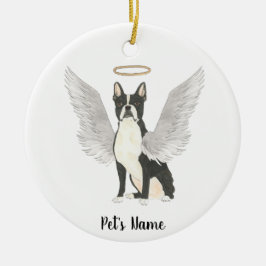Boston Terrier Herdenkingsmonument Keramisch Ornament