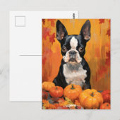 Boston Terrier Herfst Thanksgiving  Briefkaart (Voorkant / Achterkant)