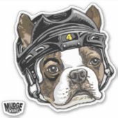 Boston Terrier Hockey Helm 4 Sticker (Voorkant)