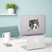 Boston Terrier Hockey Helm 4 Sticker (Laptop op bureau)