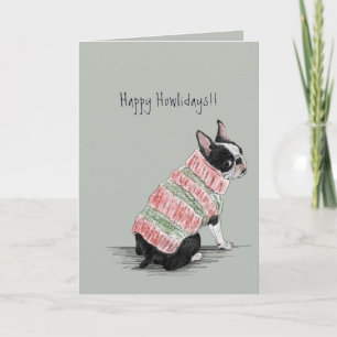 Boston Terrier Holiday Card Feestdagen Kaart