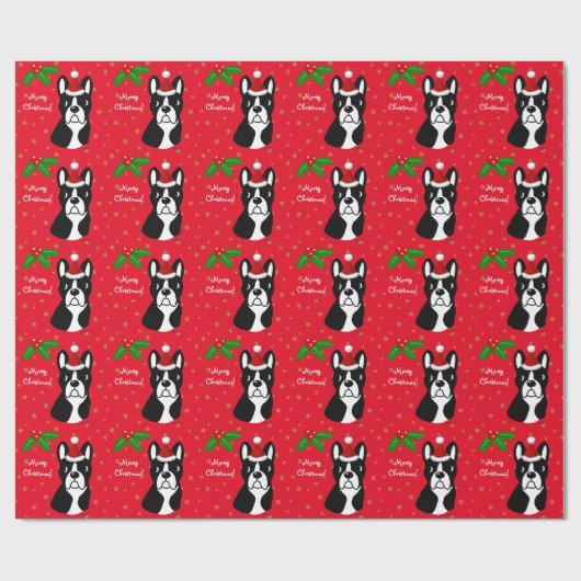Boston Terrier Holiday Wrapping Paper Cadeaupapier (Vlak)