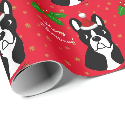 Boston Terrier Holiday Wrapping Paper Cadeaupapier (Rol Hoek)