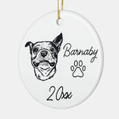 Boston Terrier Hond Aangepaste Naam & Jaar Lijntek Keramisch Ornament (Links)