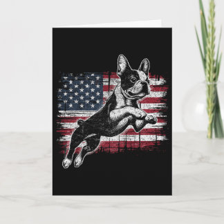 Boston Terrier Hond Amerikaanse Vlag 4 juli Patrio Kaart