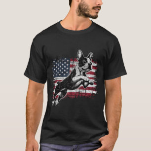 Boston Terrier Hond Amerikaanse Vlag 4 juli Patrio T-shirt