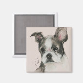 Boston Terrier Hond Art Magnet (Voorkant / Achterkant)