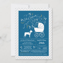 Boston Terrier Hond Baby Shower Blauwe Jongen