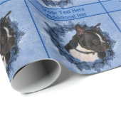 Boston Terrier Hond Bloemen krans gepersonaliseerd Cadeaupapier (Rol Hoek)