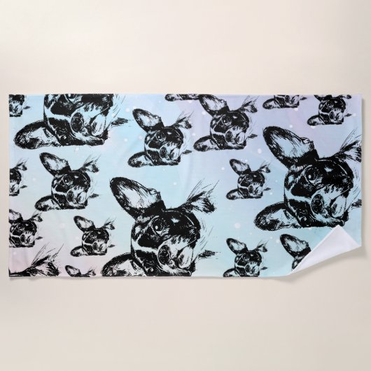 Boston Terrier Hond Chique Art Design Strandlaken (Voorkant)
