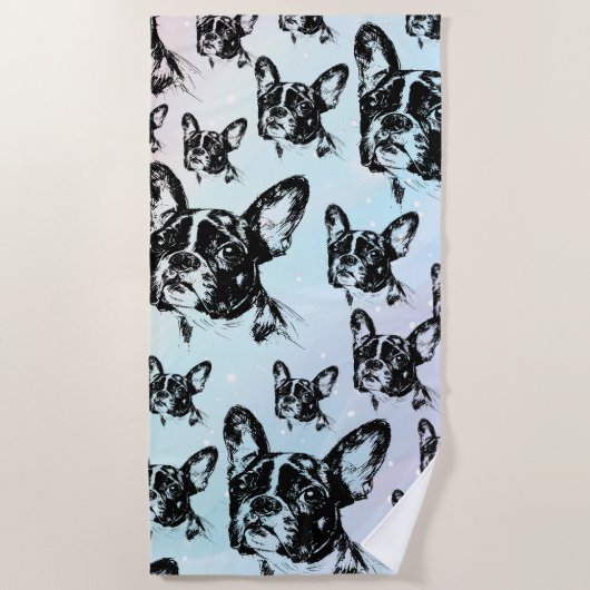 Boston Terrier Hond Chique Art Design Strandlaken (Voorkant)