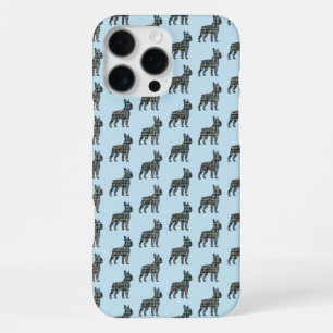 Boston Terrier Hond Cute Silhouette Raster Lichtbl iPhone 16 Pro Max Hoesje