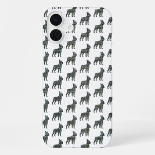 Boston Terrier Hond Cute Silhouette Raster Zwart iPhone 16 Plus Hoesje