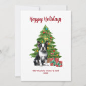 Boston Terrier Hond Familie Kerstmis Feestdagenkaart (Voorkant)