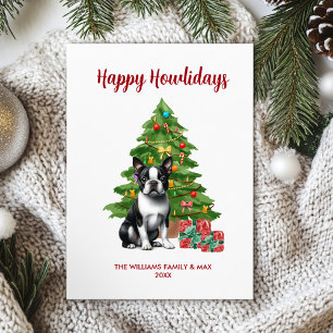 Boston Terrier-hond familie Kerstmis Feestdagenkaart