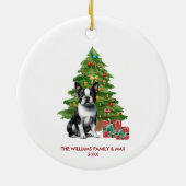Boston Terrier hond gepersonaliseerde kerst Keramisch Ornament (Achterkant)