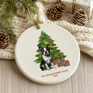 Boston Terrier hond gepersonaliseerde kerst Keramisch Ornament