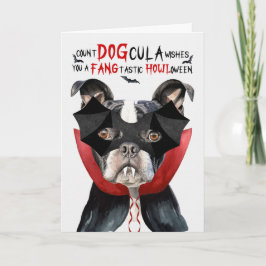 Boston Terrier Hond Grappig Count DOGcula Hallowee Feestdagen Kaart