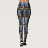 Boston Terrier hond grillige Halloween schilderij Leggings (Achterkant)