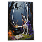 Boston Terrier hond grillige Halloween schilderij Medium Cadeauzakje (Voorkant)