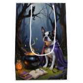 Boston Terrier hond grillige Halloween schilderij Medium Cadeauzakje (Achterkant)