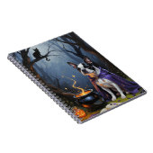 Boston Terrier hond grillige Halloween schilderij Notitieboek (Rechterzijde)