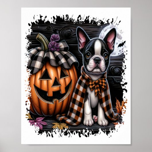Boston Terrier Hond Halloween Poster (Voorkant)
