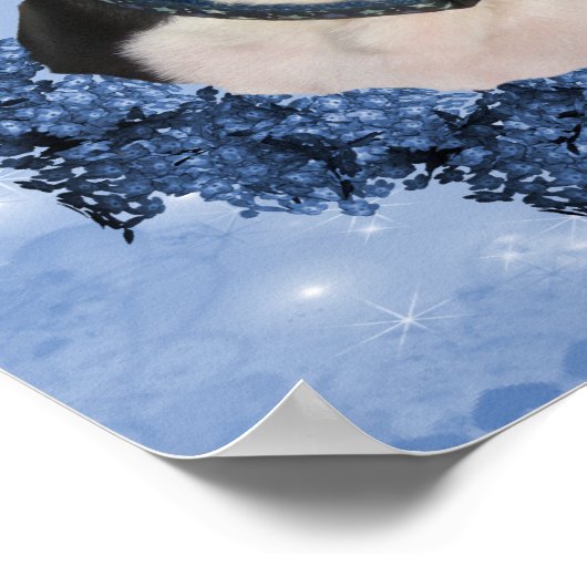 Boston Terriër Hond In Bloemen Krans Poster (Hoek)