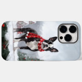 Boston Terrier-hond in de sneeuw met Kerstmis Case-Mate iPhone Case (Achterkant (horizontaal))