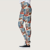 Boston Terrier Hond in Sledge Laat het Sneeuw Kers Leggings (Links)