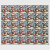 Boston Terrier-hond in slee Let it Snow Kerstmis Cadeaupapier (Vlak)