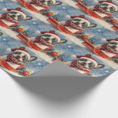 Boston Terrier-hond in slee Let it Snow Kerstmis Cadeaupapier (Hoek)