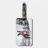 Boston Terrier-hond in sneeuw Kerstmis  Bagagelabel (Achterkant verticaal)