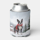 Boston Terrier Hond in Sneeuw Kerstmis Blikjeskoeler (Blikje Voorkant)