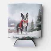 Boston Terrier Hond in Sneeuw Kerstmis Blikjeskoeler (Voorkant)