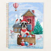 Boston Terrier-hond in sneeuw Kerstmis Hondenhok Planner (Voorkant)