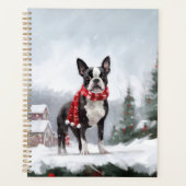 Boston Terrier Hond in Sneeuw Kerstmis Planner (Voorkant)