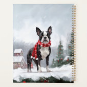 Boston Terrier Hond in Sneeuw Kerstmis Planner (Achterkant)