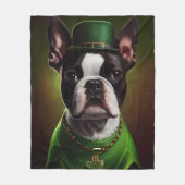 Boston Terrier hond in St. Patrick's Day jurk Fleece Deken (Voorkant)