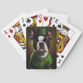 Boston Terrier hond in St. Patrick's Day jurk Pokerkaarten (Achterkant)
