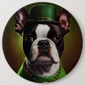 Boston Terrier hond in St. Patrick's Day jurk Ronde Button 6,0 Cm (Voorkant)