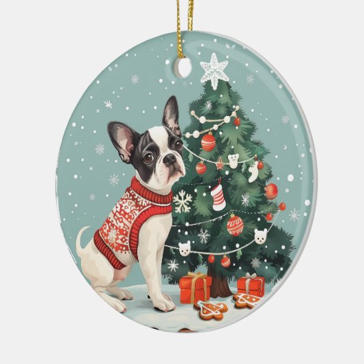 Boston Terrier hond Keramisch Ornament (Links)