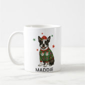 Boston Terrier hond Kerst trui Koffiemok (Links)