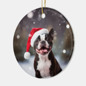 Boston Terrier Hond Kerstaandenken Keramisch Ornament (Links)