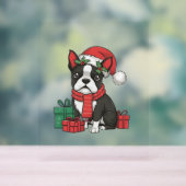 Boston Terrier Hond Kerstfeesten Vakantie Santa Acryl Bord (Neutraal)