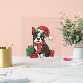 Boston Terrier Hond Kerstfeesten Vakantie Santa Acryl Bord (Huwelijk)
